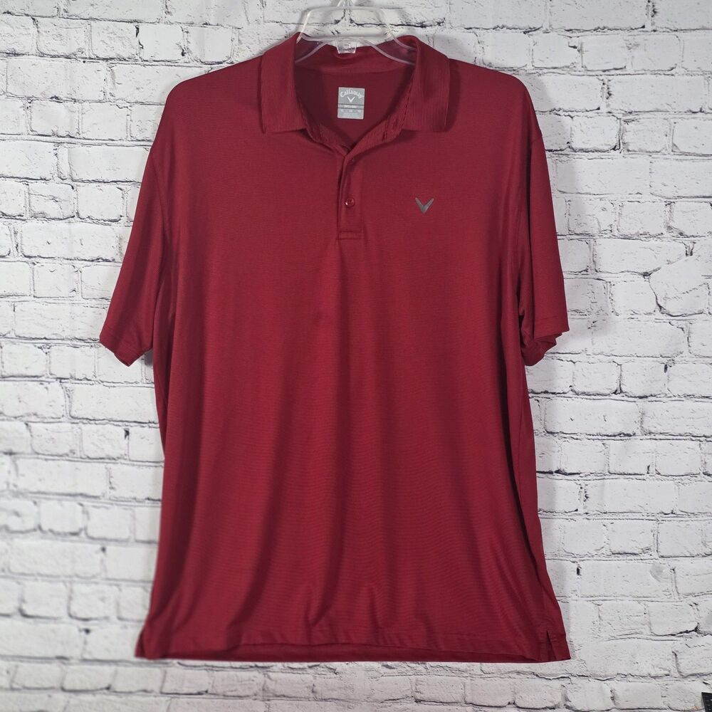 Callaway‎ Men's XL Red W/ Stripes  Opti-Dri Short Sleeve Polo Shirt